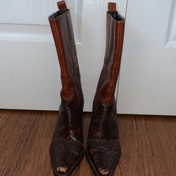 Antonio Melani Vintage Brown Cowboy Boots - 6M - Picture 2 of 5